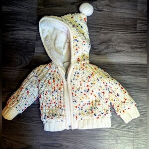 Hannah Anderson Baby Gnome knitted hood sweater with colorful speckles